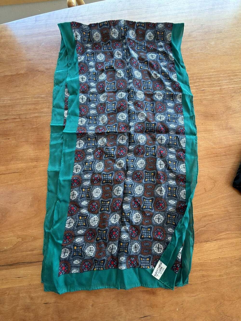 Albert Nipon For Collection XII X Ltd Vintage Geometric Print Silk Scarf